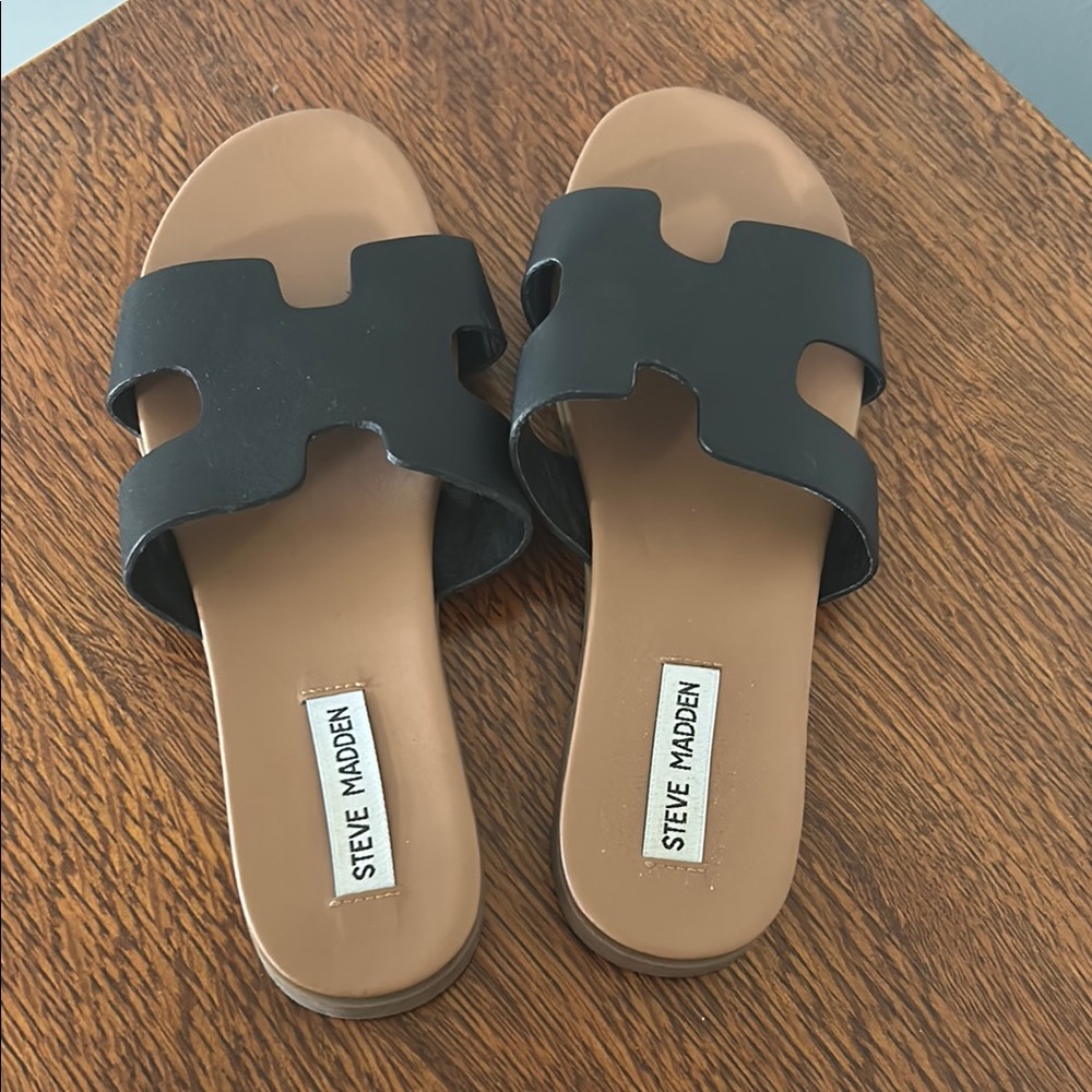 Steve Madden Black Slide Sandals for Women